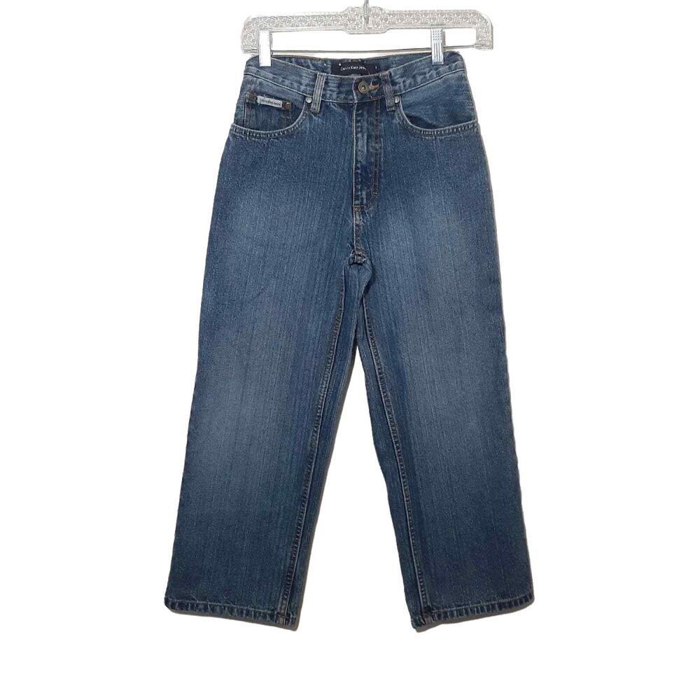 Calvin Klein boys relaxed fit jeans 8 blue wide leg denim 100% cotton 10" rise